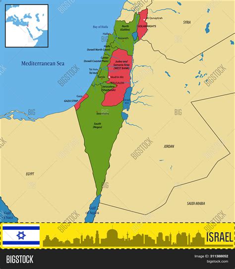 Vector Highly Detailed Political Map Of Israel With Regions And Their