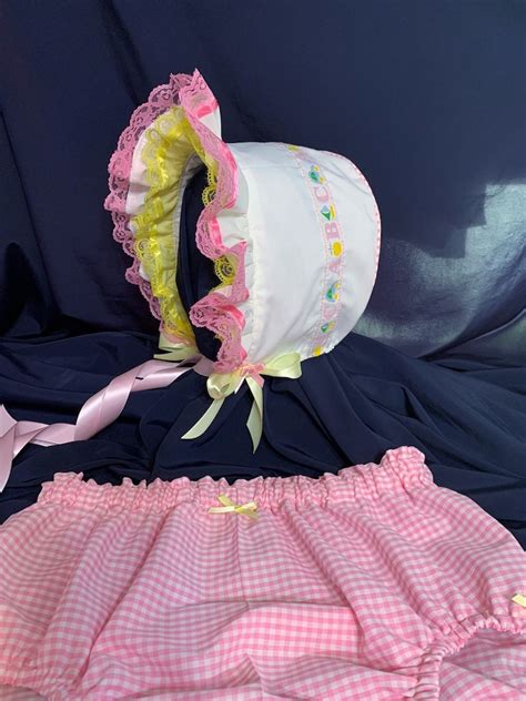 Adult Baby Sissy Littles Abdl Abc Bonnet And Pink Diaper Cover Etsy