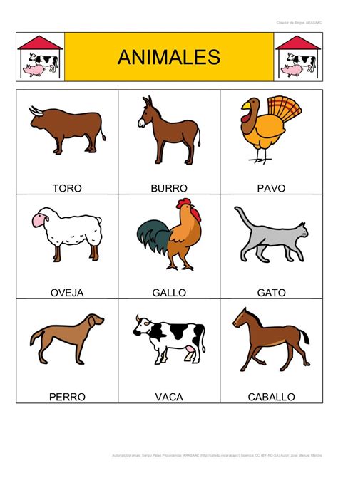 Bingo De Animales Domésticos