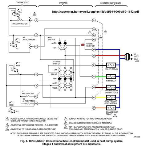 My existing thermostat has the g,c,r,y, and w wires which i know how to hook up to a new thermostat, but it also has 2 extra red wires labeled 1 and 2. Q674f Honeywell Wiring Diagram