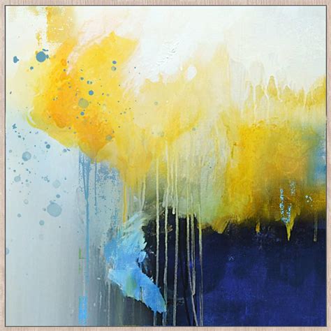 Abstract Watercolor Landscape Blue Abstract Painting Yellow Painting