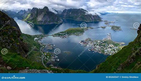 Aerial View Of A Scenic Coast On Lofoten Islands In Norway Stock