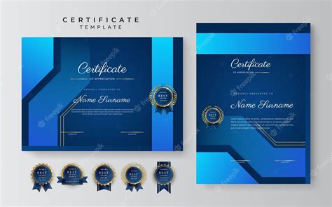 Plantilla De Certificado De Diploma Azul Y Dorado Elegante Y Moderno