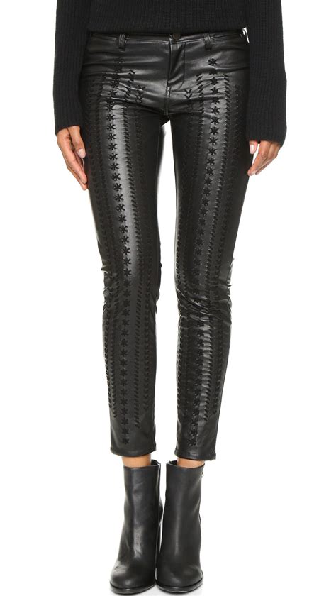 Lyst Blank Nyc Vegan Leather Embroidered Skinny Pants In Black