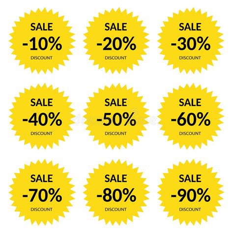 Set Percentage Discount Banners Icons102030405060708090
