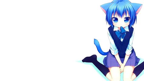 Blue Haired Anime Cat Girl Wallpapers Wallpaper Cave