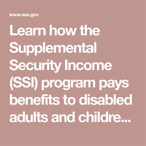 Learn How The Supplemental Security Income Ssi Program Pays Benefits