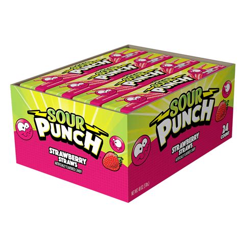 Sour Punch Straws Strawberry 2oz Tray 24ct Caddy