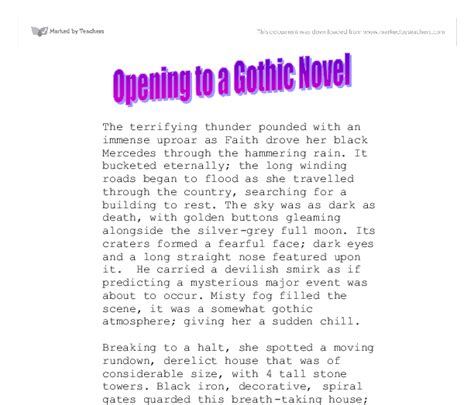 Opening To A Gothic Novel Gcse English Marked By