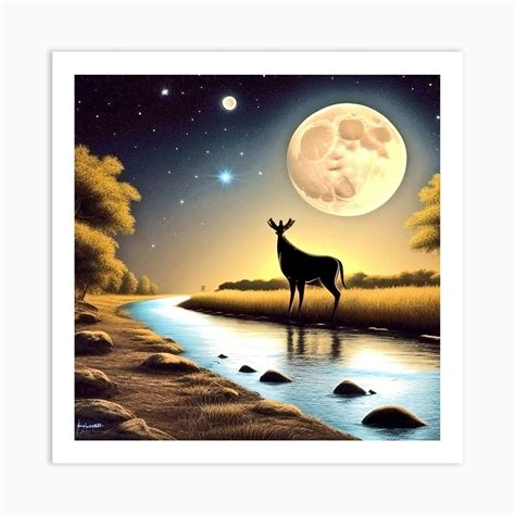 Deer In The Moonlight Art Print By Mdsarts Fy