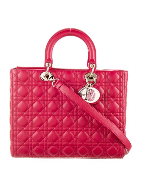 christian dior medium patent cannage lady dior w strap red handle bags handbags chr242350