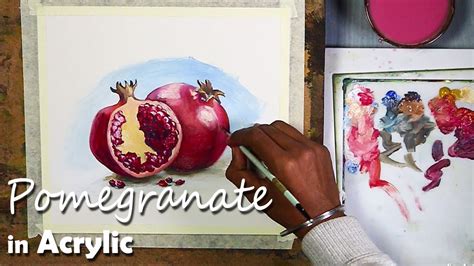 How To Paint Pomegranate In Acrylic Step By Step Youtube