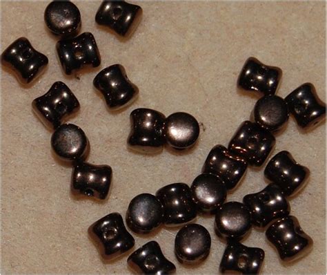 Pellet Beads By Preciosa 4mm X 6mm Jet Dark Bronze Colour