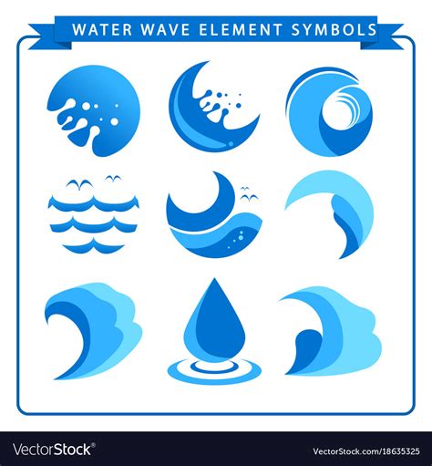 Water Wave Element Symbols Royalty Free Vector Image