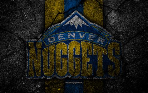 Скачать обои Denver Nuggets Nba 4k Logo Black Stone Basketball