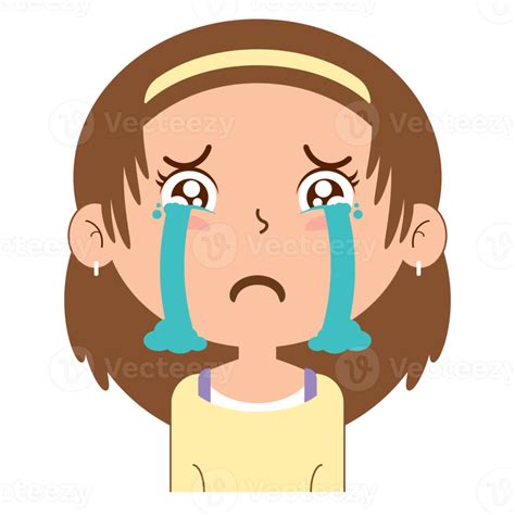 Girl Crying Face Cartoon Cute 14429132 Png