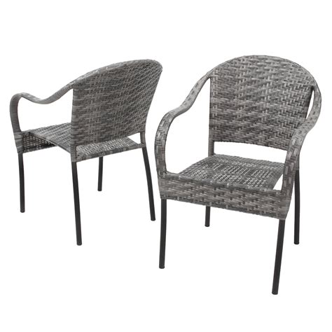 Shop the best selection of outdoor furniture from overstock your online garden & patio store! Dawn Grey Outdoor Stackable Wicker Chair (Set of 2 ...