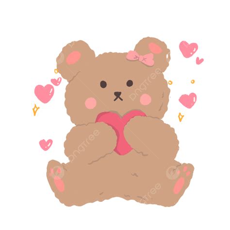 Korean Bear Stickers Hd Transparent Cute Korean Bear Sitting With Love