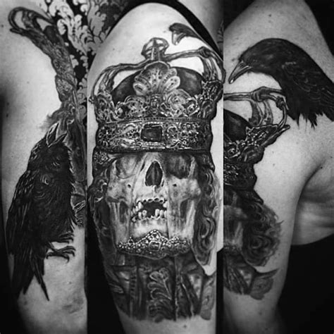 Skull tattoo meanings custom tattoo design. 100 Crown Tattoos For Men - Kingly Design Ideas