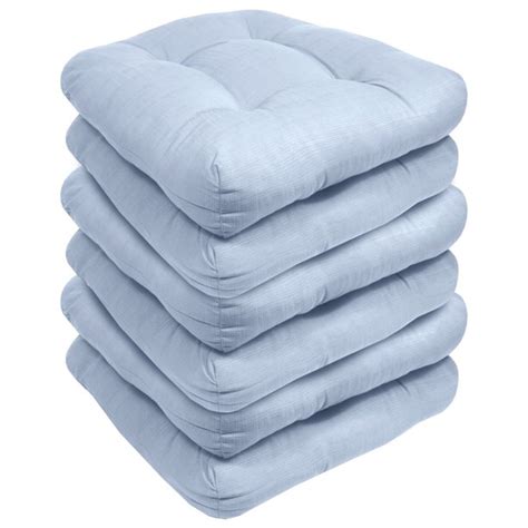 Indoor-Outdoor Reversible Patio Seat Cushion Pad 6 Pack - Light Blue 19