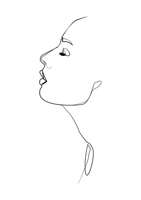 Minimal Woman Profile Line Art Modern Art Black And White Etsy