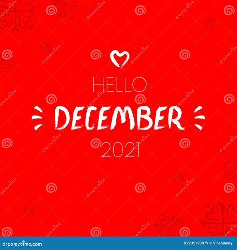 Hello December Text Illustration With Red Background Stock Vector