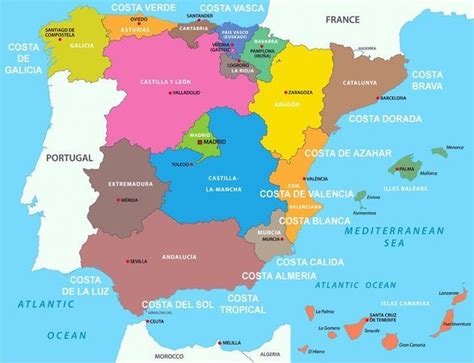 Mapa Geográfico Da Espanha Escola Educação Espanha País Basco Mapa