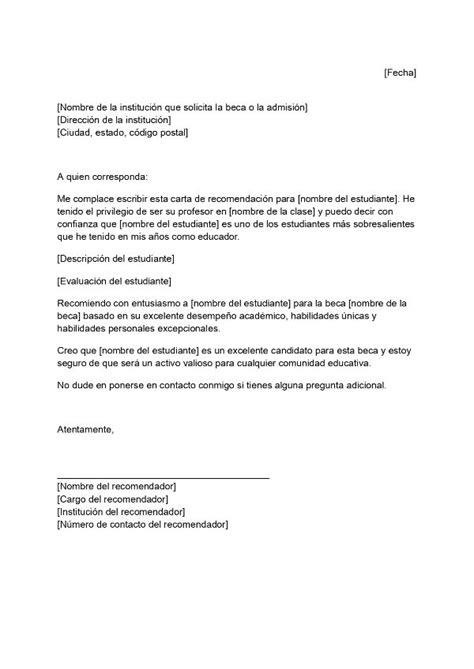 Carta Recomendacion Academica Beca Cartas De Recomendacion Ejemplo De Porn Sex Picture