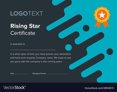 Creative Blue Rising Star Certificate Royalty Free Vector