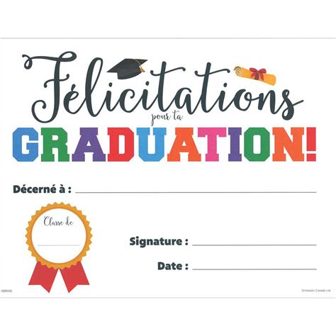 Certificats Félicitations Pour Ta Graduation Classroom Essentials