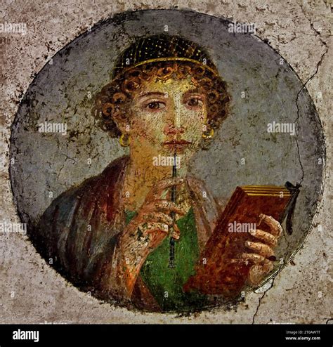 Portrait Of A Young Woman Called Sappho Fresco Pompeii Roman City Is