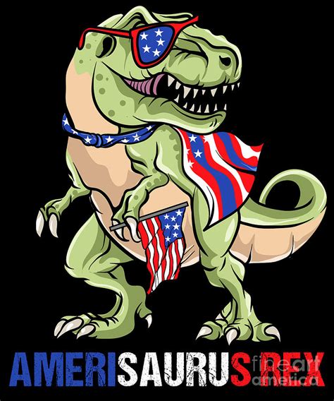 Dinosaur July 4th Amerisaurus Usa American Saurus Digital Art By