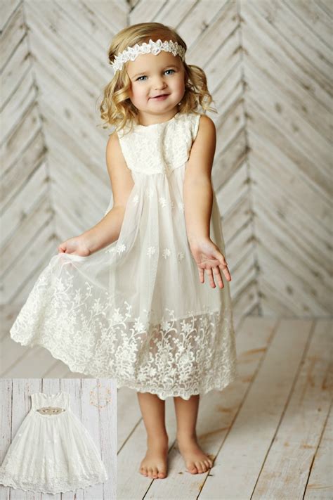 white flower girl dress girls lace dress rustic flower girl etsy