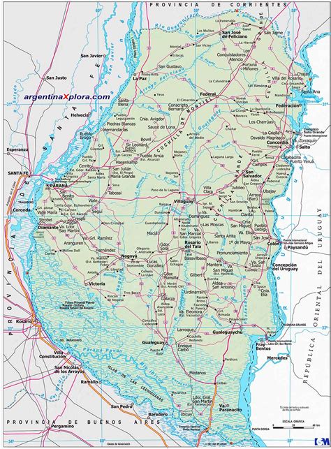 Mapa De Entre Ríos Provincia Departamentos Turístico Descargar E