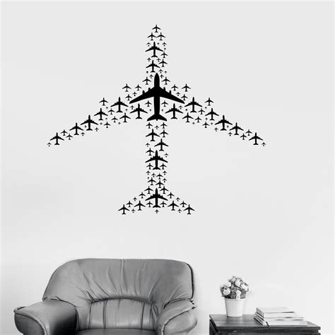 Vinyl Decal Airplane Flight Airport Aircraft Travel Wall Sticker Mural