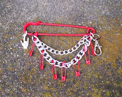 Red Pocket Chainmail Punk Safety Pin Etsy