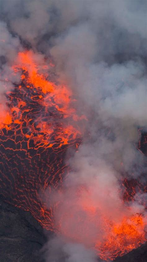 Download Wallpaper 540x960 Volcano Lava Eruption Smoke Ash Hot