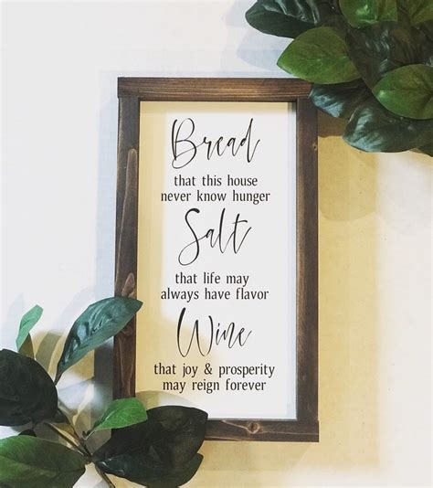 Bread Salt Wine Wood Sign Quote Housewarming T Rustic Etsy