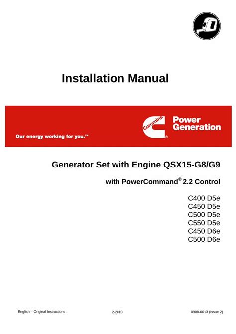 PDF 0908 0613 I2 201002 Cummins QSX15 G8 G9 Installation Manual