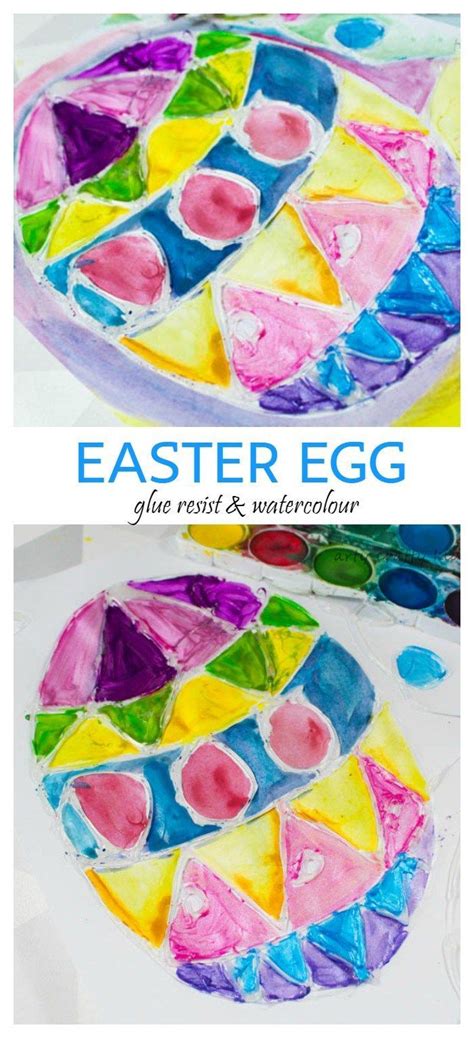 Glue Resist Watercolour Easter Egg Easter Art Project Easter Kids