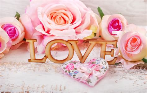 Wallpaper Roses Hearts Love Heart Pink Flowers Romantic Petals