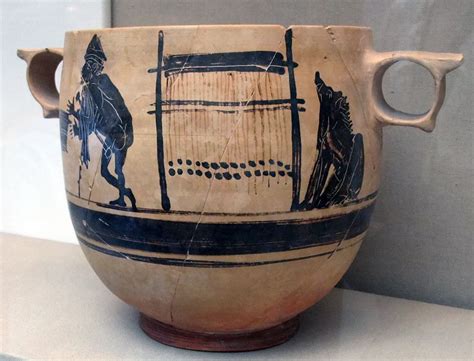 Circe's loom (black figure skyphos, 540-520 BCE, held at the British