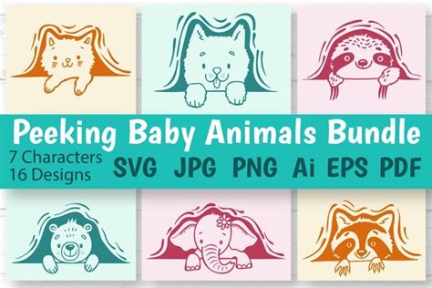 Peeking Baby Animals Svg Cut Files Bundle Funny Anmals Svg