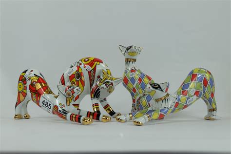 A Collection Of Paul Cardew Cool Catz Art Deco Cats In Various Models