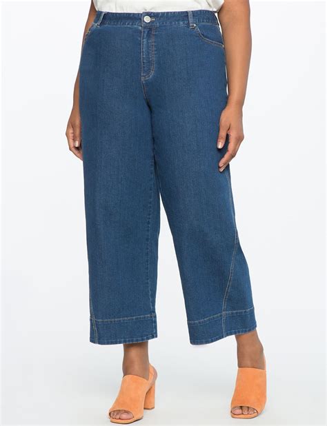 Wide Leg Cropped Jeans Womens Plus Size Pants Plus Size Pants