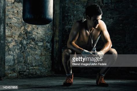 Caucasian Boxer Drinking Water After Training High Res Stock Photo