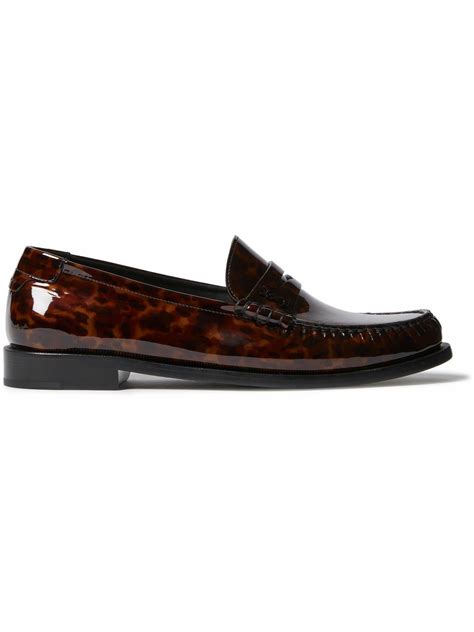 Saint Laurent Le Loafer Leopard Print Leather Penny Loafers Brown