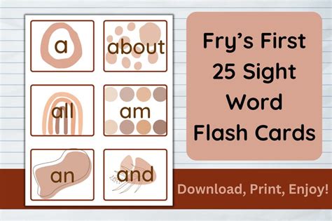 Printable Frys First Sight Word Flash Cards Montessori Etsy