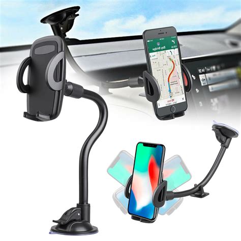 360° Cell Phone Holder For Car Dashboard Windshield Long Arm Phone