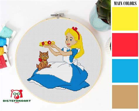 Alice In Wonderland Cross Stitch Pattern Pdf Embroidery Etsy